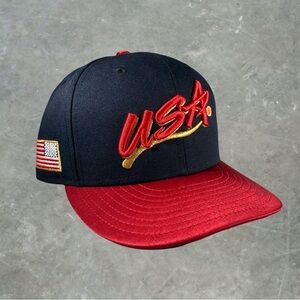 New Era Dream Team USA Basket Fitted Hat Size 7 Topperz US Red Satin Brim